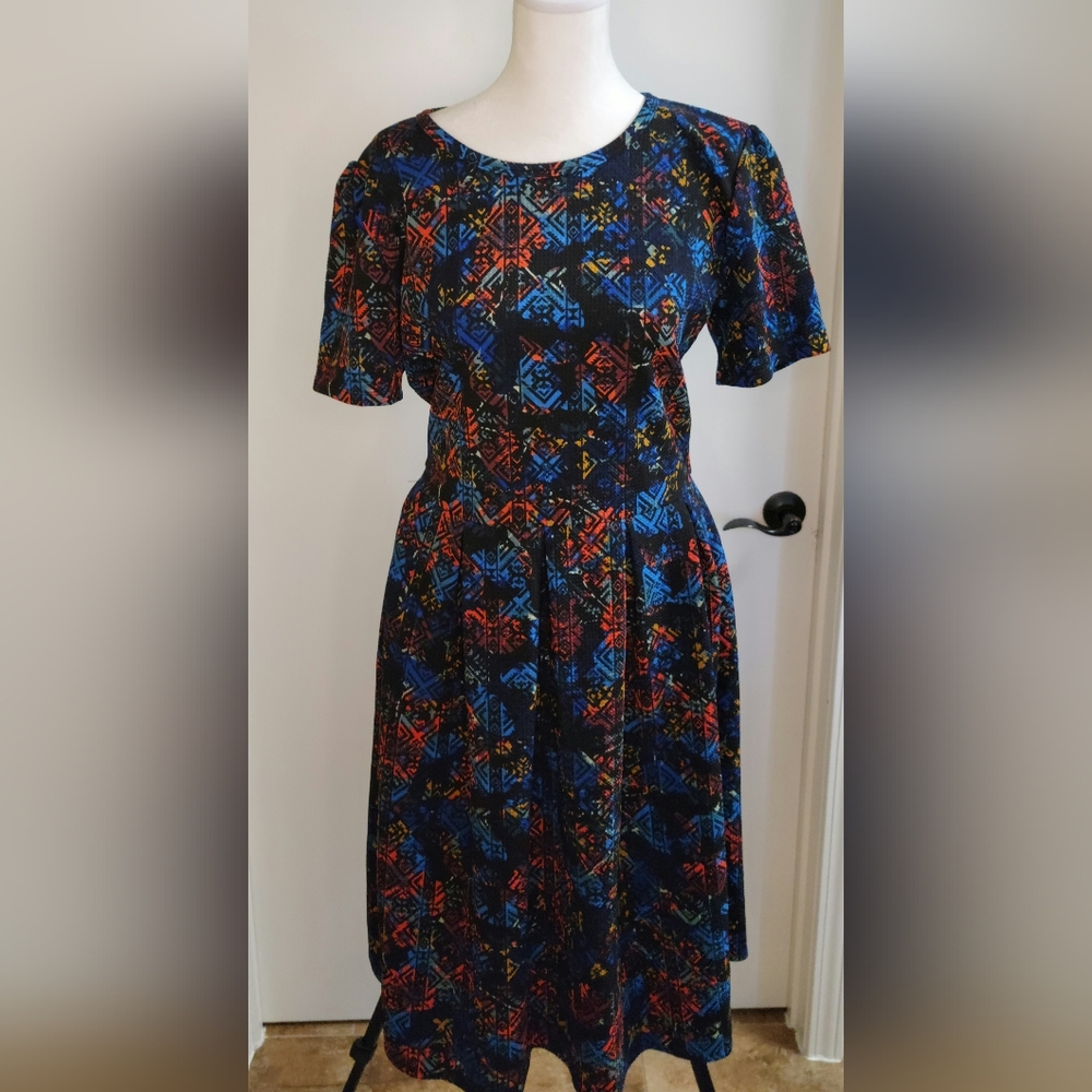LulaRoe || Art Deco Fit & Flare Midi dress || Size XL